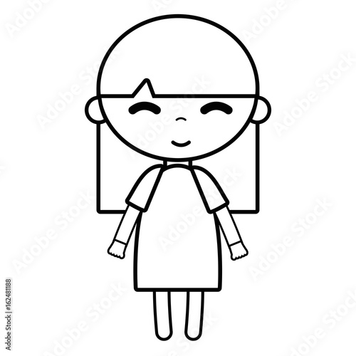 line tender girl child with pijama and hairstyle