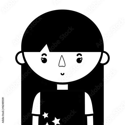 contour tender girl child with pijama and hairstyle