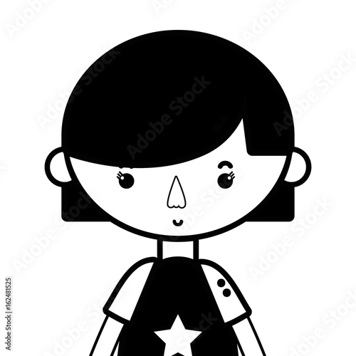 contour tender girl child with pijama and hairstyle