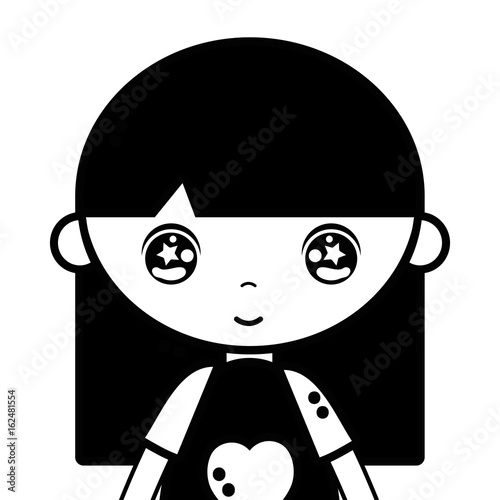 contour tender girl child with pijama and hairstyle