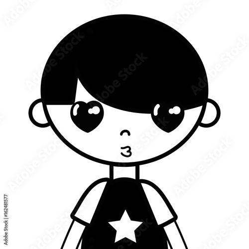 contour tender boy child with pijama and hairstyle