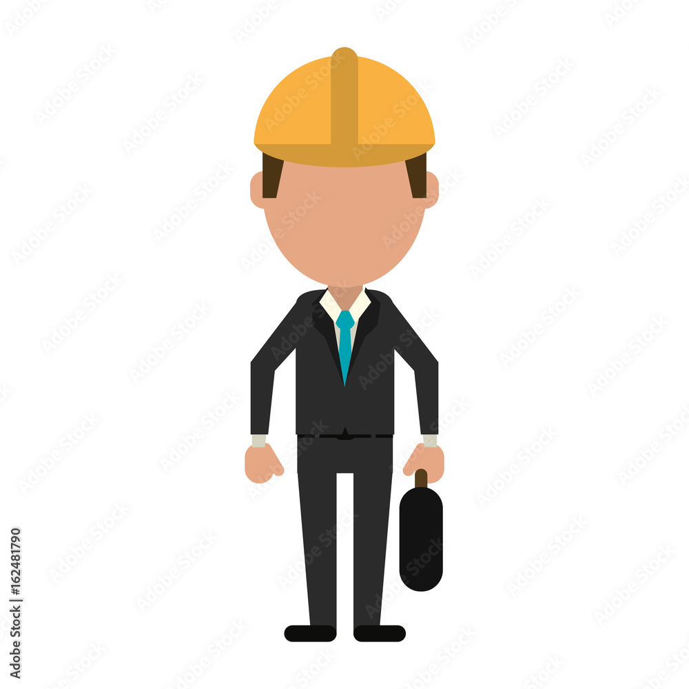 businessman avatar with industrial helmet icon image