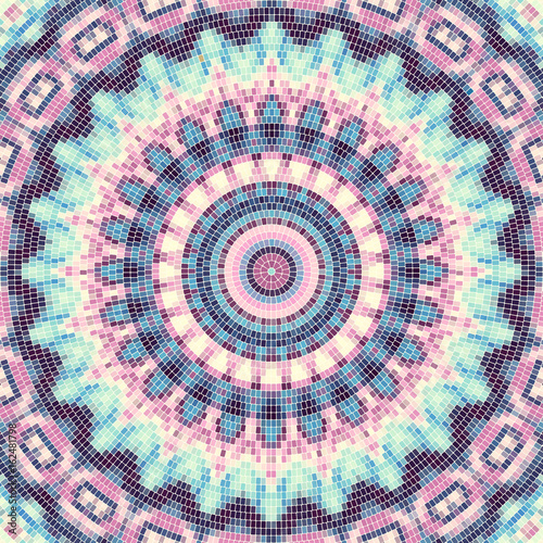 Seamless background pattern. Decorative round mosaic art pattern.
