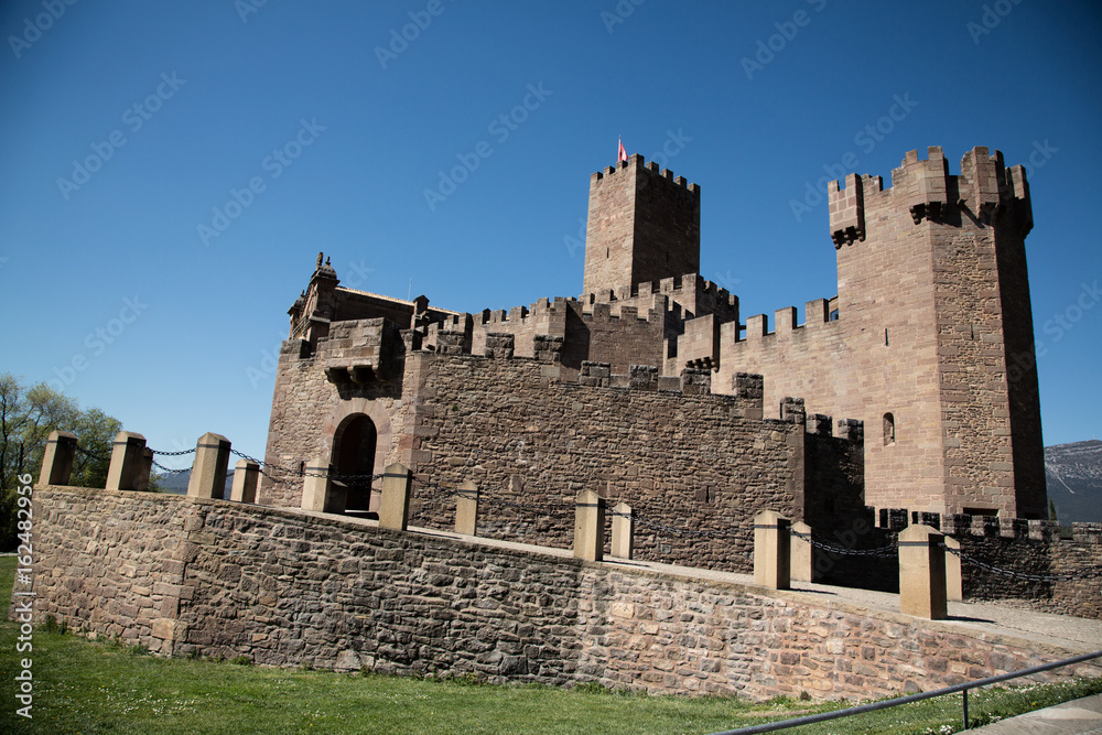 Ancient spanish castle Javier, Navarre, Spain. Cultural and historical spanish heritage, architectural sight.