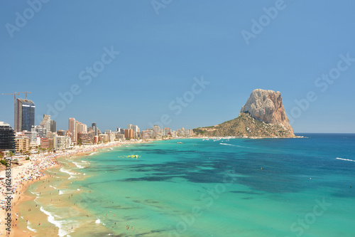 Colorful Mediterranean seascape. Mountain Penyal d'Ifach. Calpe beach, Spain. photo