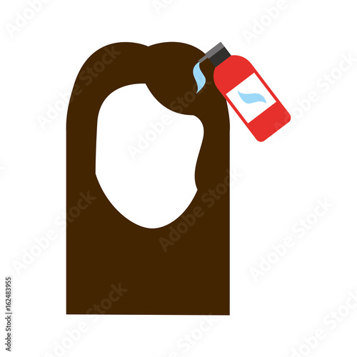 head woman with shampoo bottle barber product vector illustration design