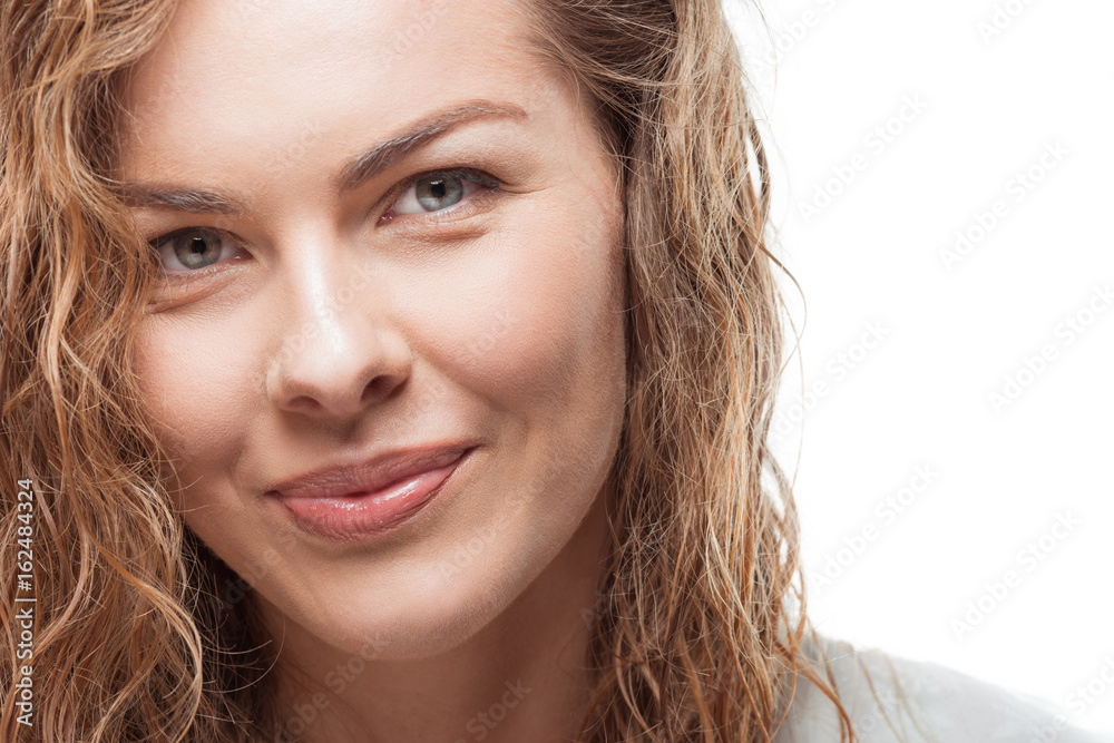 elegant blonde woman smiling at camera isolated on white elegant blonde woman smiling at camera isolated on white