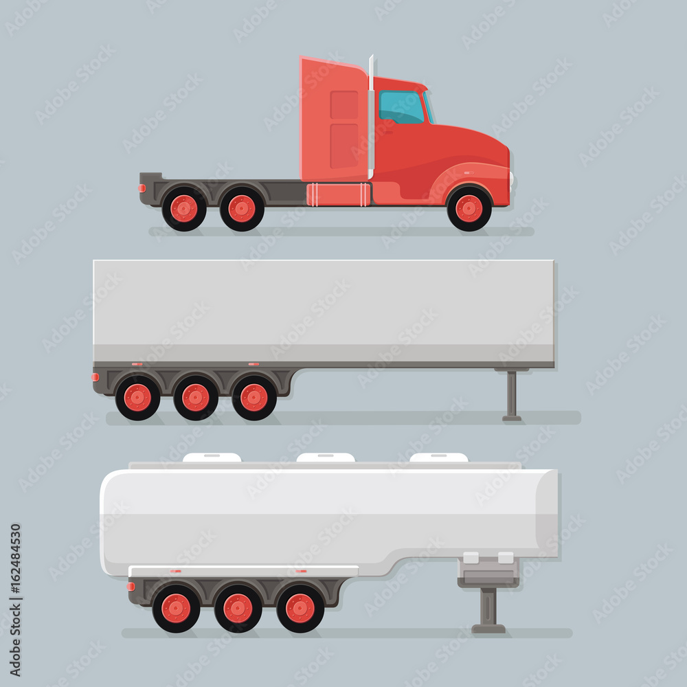 Modern Cargo Truck Trailer easy to edit vector template isolated on grey  background. Delivery of goods by a large car. Flat style icon illustration  design Stock Vector | Adobe Stock
