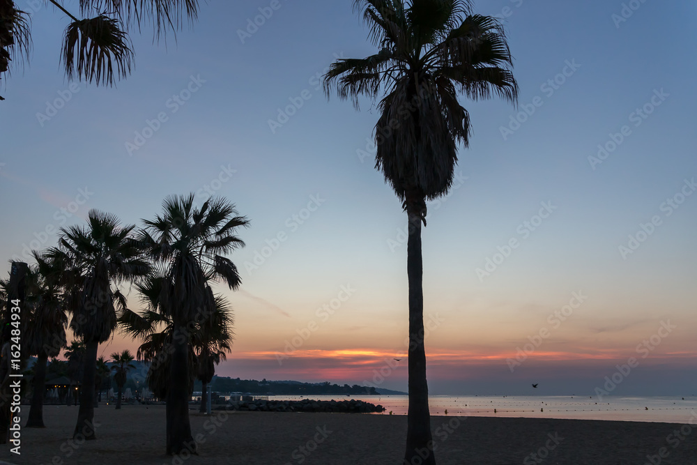Sunrise on the beach in France, Saint-Tropez