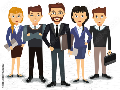 Business team of employees and the boss vector illustration