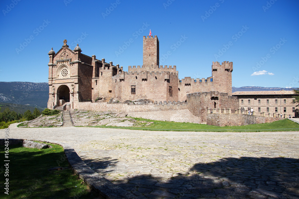 Obraz premium Ancient spanish castle Javier, Navarre, Spain. Cultural and historical spanish heritage, architectural sight.