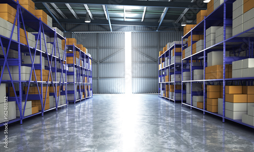empty Hangar delivery warehouse 3d render image
