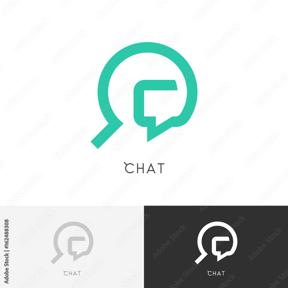 Chat search logo - dialogue or message and magnifier symbol. Business, forum and conference vector icon. Chat search logo - dialogue or message and magnifier symbol. Business, forum and conference vector icon.