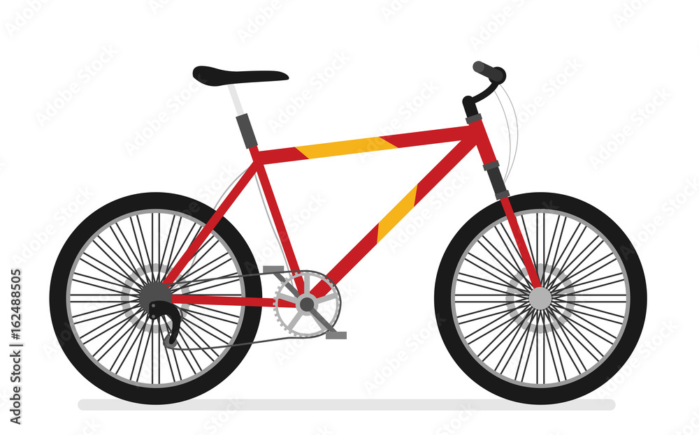 Flat vector bicycle isolated on white background