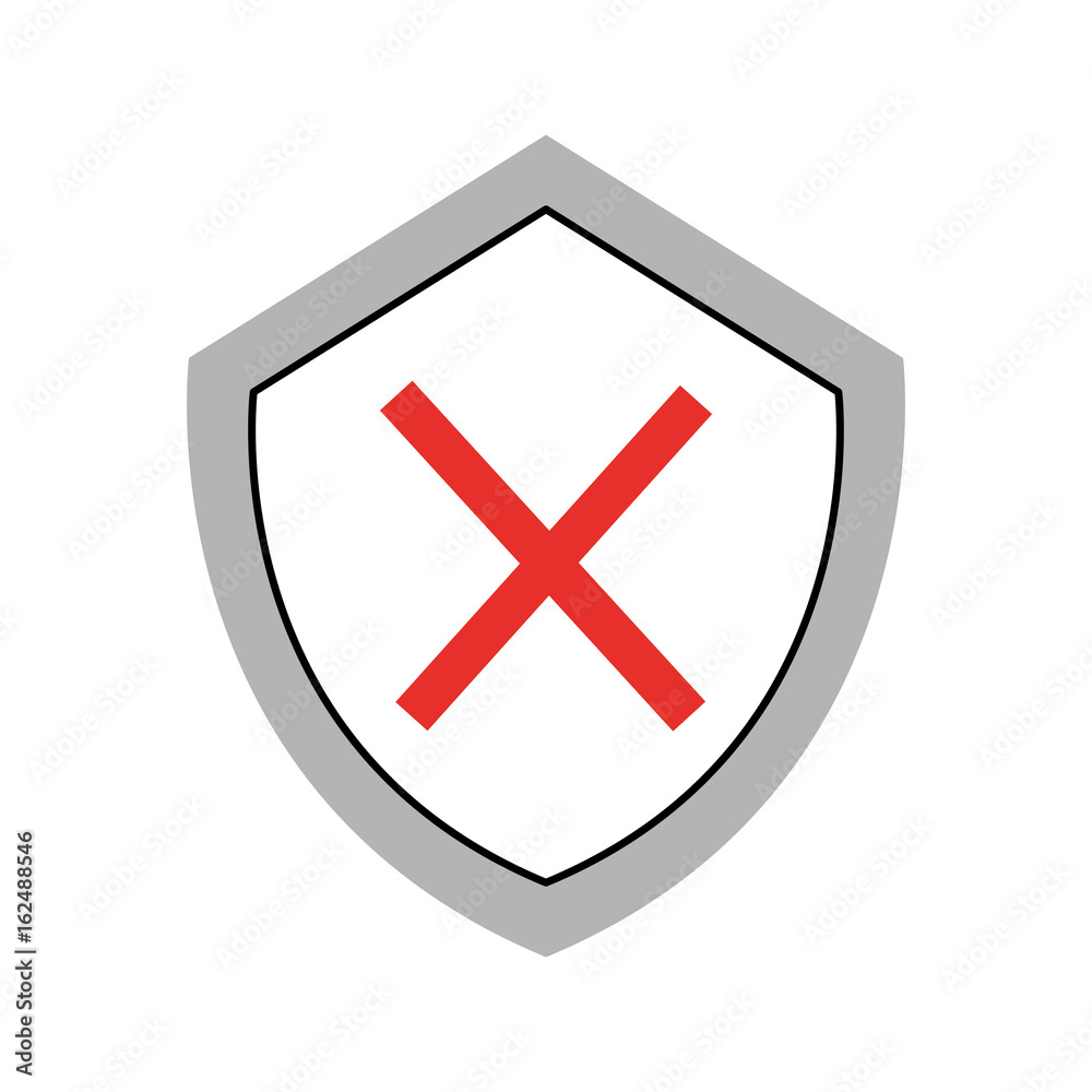 Obraz premium security shield with x symbol vector illustration design