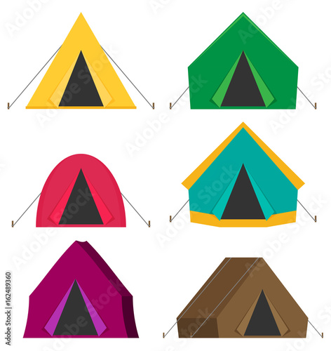 Camping tent vector icons isolated on white background