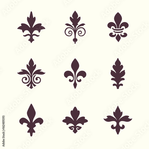 Heraldic symbols fleur de lis vector set
