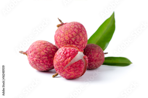 fresh organic lychee fruit isolated on white
