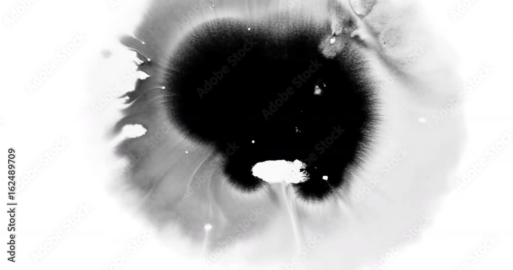 black ink splattering and washing on white background, ink splatter effect