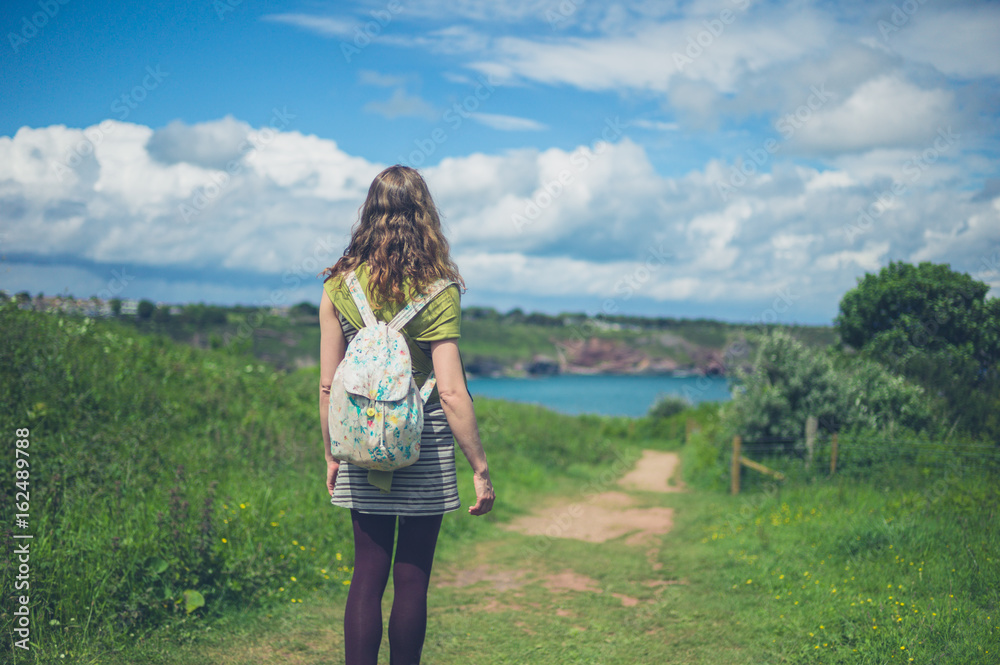 Young woman walking in nature