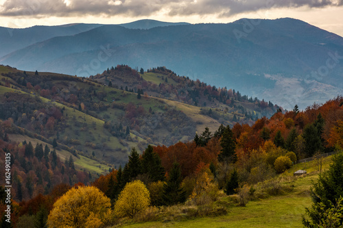 mountainious rural area in late autumn