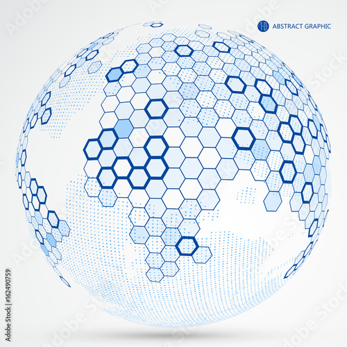 Three dimensional map of the world, the concept of internationalization.