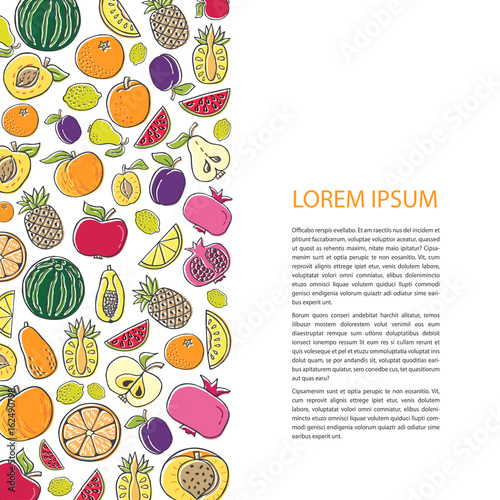 Agricultural leaflet template with hand drawn fruit