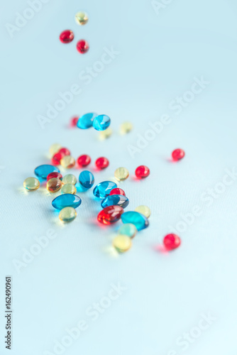 Heap of colorful gel capsules