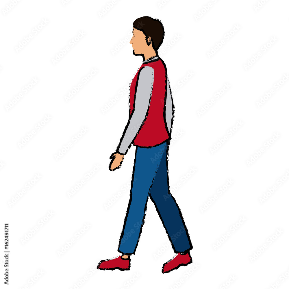 young man standing walking with casual clothes young man standing walking with casual clothes