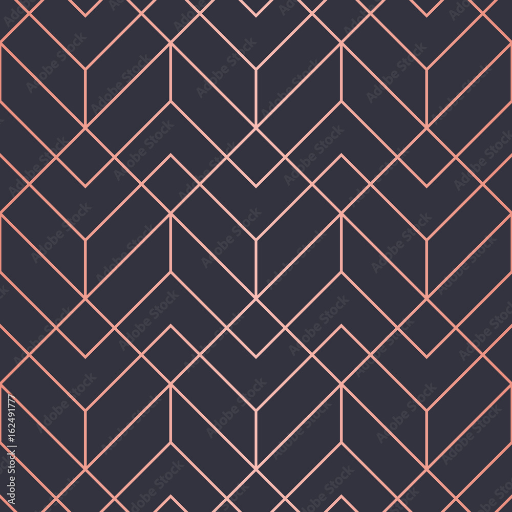 Geometric pattern consisting of lines. Trendy Copper Metallic look. - obrazy, fototapety, plakaty 