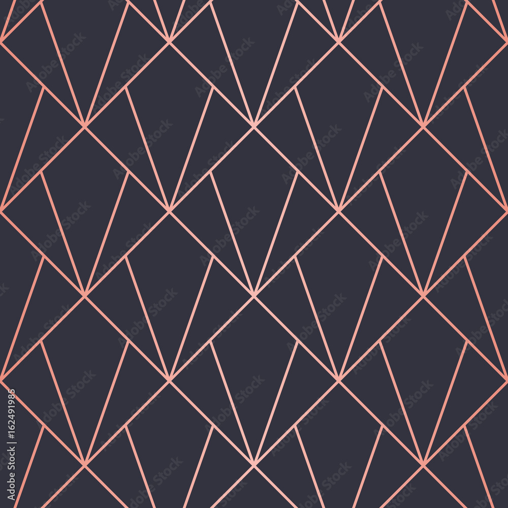 Geometric pattern consisting of lines. Trendy Copper Metallic look.