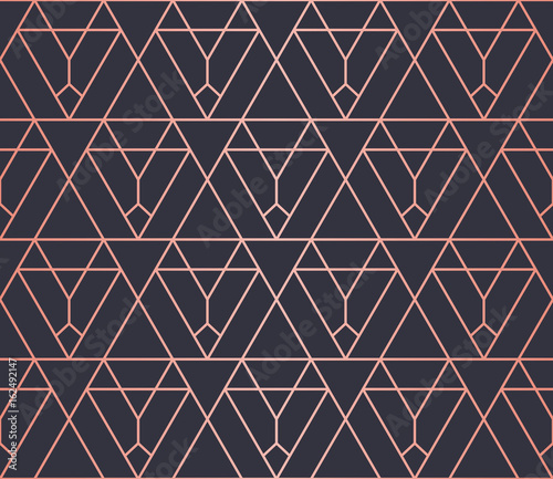 Geometric pattern consisting of lines. Trendy Copper Metallic look.
