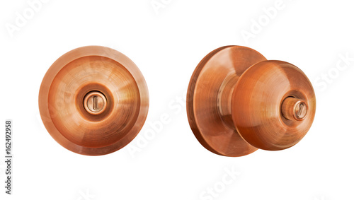 Closeup Bronze DoorKnob on White Background