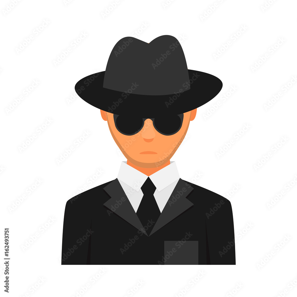 Detective icon in flat style