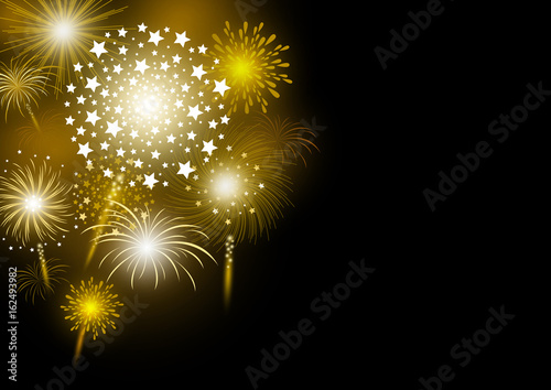 Vector gold firework design on black background