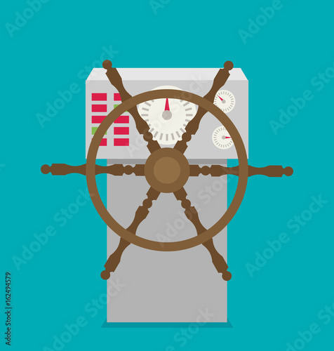 Flat vector handwheel isolated on color background