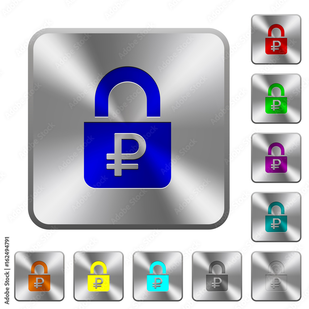 Locked Rubles rounded square steel buttons Locked Rubles rounded square steel buttons