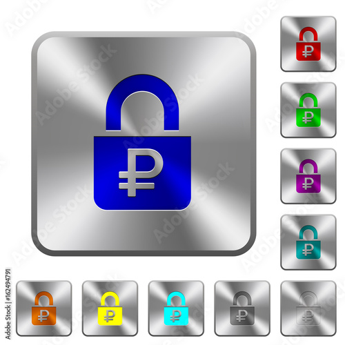 Locked Rubles rounded square steel buttons