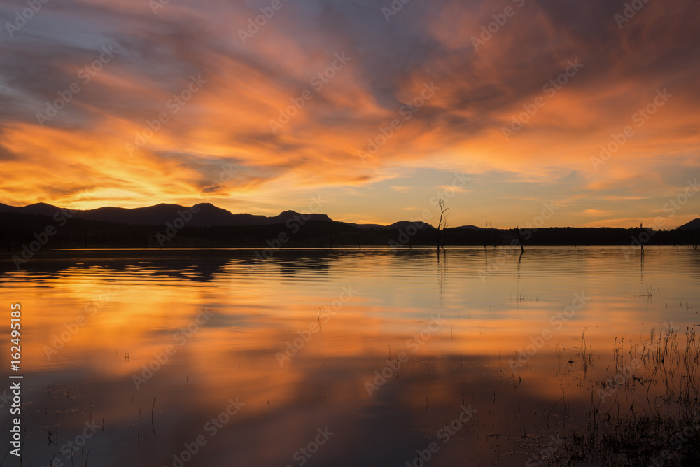 Lake Moogerah at sunset with beautiful clouds. Located on the Scenic Rim in Queensland