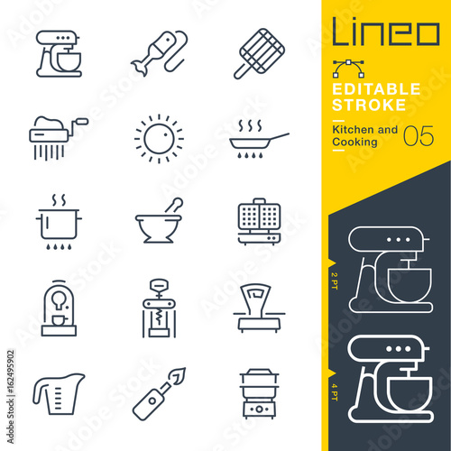 Lineo Editable Stroke - Kitchen and Cooking line icons
Vector Icons - Adjust stroke weight - Expand to any size - Change to any colour