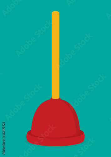 Red plunger icon flat vector