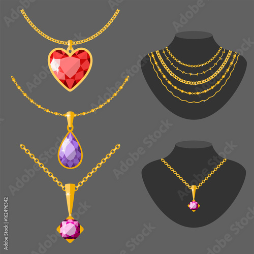 Traditional golden jewellery bangles diamond luxury fine minute precious gold jewelery vector illustration