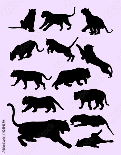 Fototapeta Naklejka Na Ścianę i Meble -  Tigers silhouette. Good use for symbol, logo, web icon, mascot, sign, or any design you want.