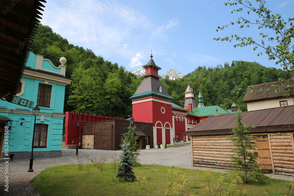 Ancient castle palace. Castle wall. Castle tower. Castles door gate