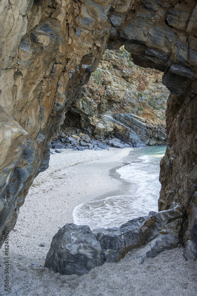 Fototapeta premium Arched passage ,Mylopotamos beach, Pelio, Greece