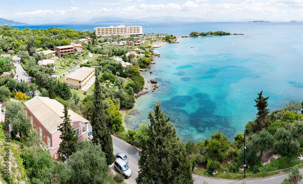 Panorama of Kommeno bay in Corfu