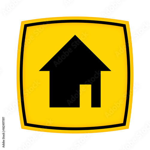gelbes Schild - Icon - Haus Wohnung