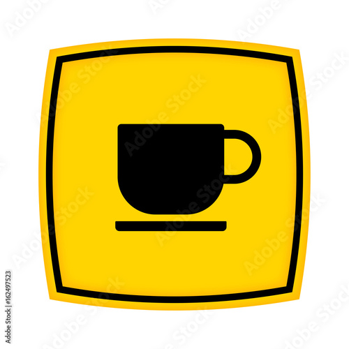 gelbes Schild - Icon - Kaffeetasse