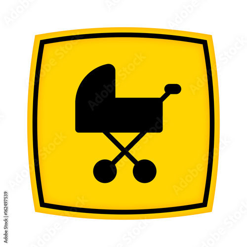 gelbes Schild - Icon - Kinderwagen