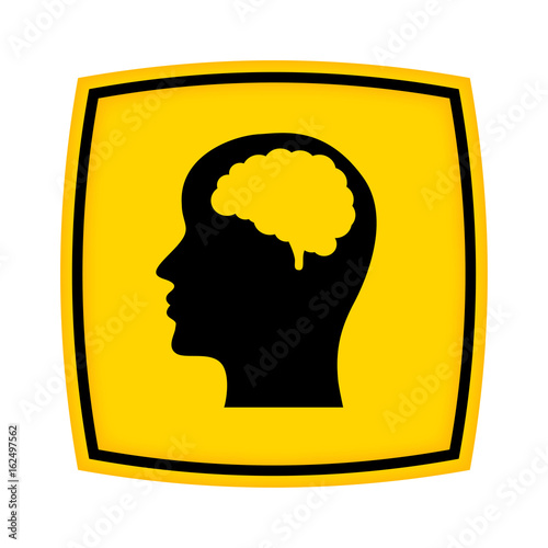 gelbes Schild - Icon - Kopf Intelligenz